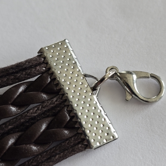 Bracelet with Peace sign, infinity symbol, and tree charms brown silver tone - Picture 8 of 8